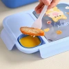 The cartoon cute student lunch box has a large capacity with compartments, a dipping sauce box, tableware, and a lunch box that can be heated in a microwave oven details Picture